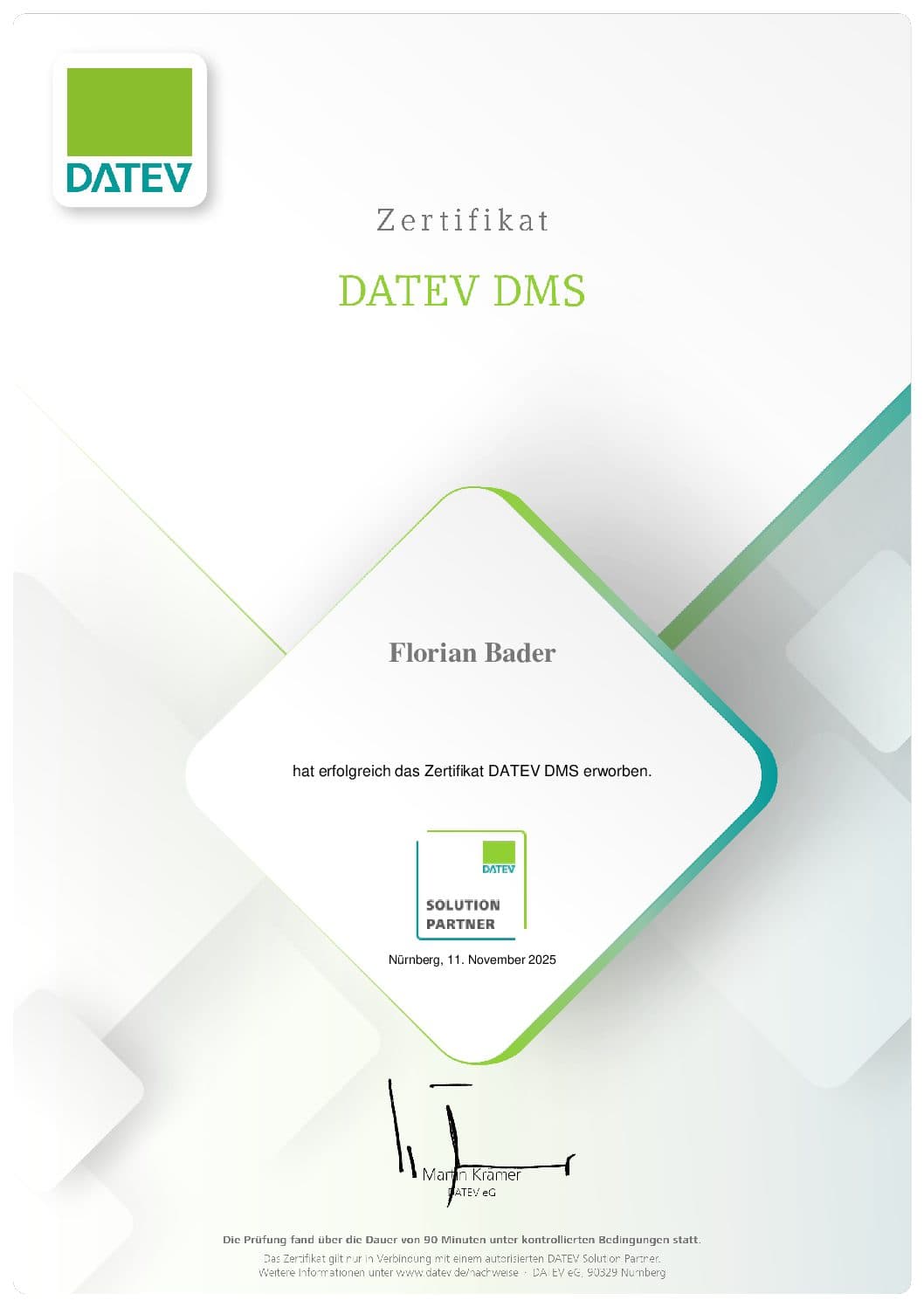 DATEV DMS – Zertifizierungstest